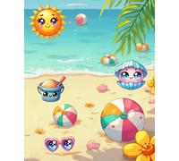 Kawaii Summer Notebook, Cute Notebook For Kids or Adults: Beach and Vacations, Journal, Composition Notebook, Diary, Log Book, Creative Writing