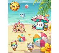 Kawaii Summer Notebook, Cute Notebook For Kids or Adults: Beach and Vacations, Journal, Composition Notebook, Diary, Log Book, Creative Writing