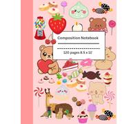 Kawaii sweet treats and happy animals notebook: adorable notebook for children 4 - 11, half draw and half writing pages, 120 pages, 8.5 x 11'',perfect for writing and journaling.