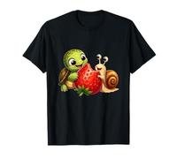 Kawaii Tartaruga E Lumaca Condivisione Fragola Maglietta