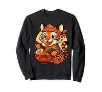 Kawaii Tiger Mangiare Ramen Grafica Tigre Giapponese Grafica Felpa