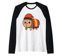 Kawaii Tió de Nadal Spagnolo Catalano Natale Log Grafico Maglia con Maniche Raglan