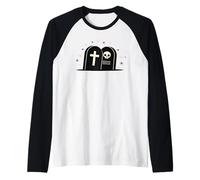 Kawaii Tombstone Skeleton Spooky Cute Gothic Coppia Maglia con Maniche Raglan