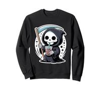 Kawaii Tristo Mietitore Bolla Latte tè Halloween Boba Tea Felpa