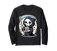 Kawaii Tristo Mietitore Bolla Latte tè Halloween Boba Tea Maglia a Manica