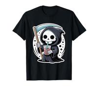 Kawaii Tristo Mietitore Bolla Latte tè Halloween Boba Tea Maglietta