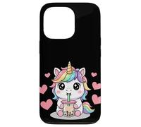 Kawaii Unicorn Boba Lover Illustration Custodia per iPhone 13 Pro