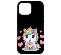 Kawaii Unicorn Boba Lover Illustration Custodia per iPhone 16 Pro Max
