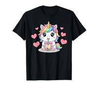 Kawaii Unicorn Boba Lover Illustration Maglietta