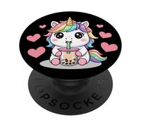 Kawaii Unicorn Boba Lover Illustration PopSockets PopGrip Adesivo
