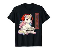 Kawaii Unicorn Gaming Japanese Inspired Retro Videogiochi Maglietta