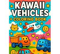 Kawaii Vehicles Coloring Book for Kids: Cute and Happy Trucks, Cars, Planes and More to Color for Boys and Girls Ages 3-10: Adorable Smiling Vehicles, Fun Transportation Scenes, and Easy Designs for Toddlers, Preschoolers, and Kindergarten Kids