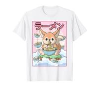 Kawaii Volpe del Fennec Ramen Noodles Japanese Aesthetic Maglietta