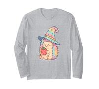 Kawaii Wizard Hedgehog con simpatico cappello da strega pastello Maglia a Manica