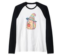 Kawaii Wizard Hedgehog con simpatico cappello da strega pastello Maglia con Maniche Raglan