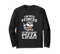 Kawaii Womens Kids Funny Fitness Whole Pizza Raccoon Lover Maglia a Manica