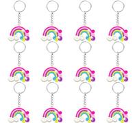 Kawailay 12 Portachiavi Arcobaleno Nuvole in Silicone per Bambini e Ragazze per Compleanno