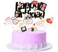 Kawailay 15 pezzi, decorazione per torte per ragazze, trucco, decorazione per torte, cupcake, decorazione per torte Happy Birthday, cosmetici, topper per torte per feste di nozze, spaparty, ragazze