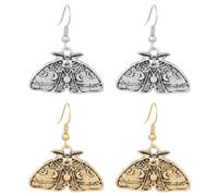 Kawailay 2 paia di orecchini gotici a forma di tarme vintage Death Moth, orecchini a forma di roccia punk tarme orecchini per donne - oro argento