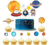 Kawailay 32 pezzi decorazione spaziale per torte e cupcakes astronauti razzi galassia compleanno