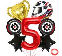Kawailay 5 anni auto da corsa compleanno palloncini decorazione corsa rosso numero 5