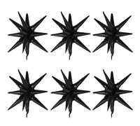Kawailay 6 palloncini a forma di stella esplosiva da 22 pollici, 12 punti, a forma di stella, cono, in alluminio, per ballo, feste, matrimoni, compleanni, lauree, colore nero