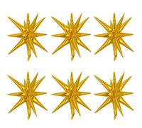 Kawailay 6 palloncini a forma di stella esplosiva da 55,9 cm, a 12 punti, in Mylar a forma di stella, per danza, matrimonio, anniversario, laurea, baby shower, feste di compleanno, colore oro