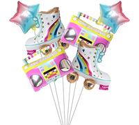 Kawailay 6 pezzi Rainbow Rollerskate Radio Boombox Palloncini da discoteca anni '70 Palloncini in alluminio per ballo, feste, matrimoni, compleanni, lauree