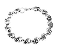 Kawailay Bracciale con teschio gotico punk, bracciale con teschio, stile rock biker, bracciale da uomo, stile argento 1