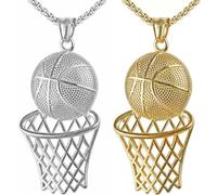 Kawailay Collana da basket con ciondolo a forma di roccia punk hip hop, da uomo, in oro e argento