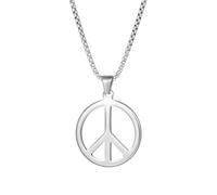 Kawailay Collana in argento con ciondolo a forma di segno della pace, stile gotico, punk, rock, hip hop, unisex, per adulti, in acciaio inox, finitura opaca