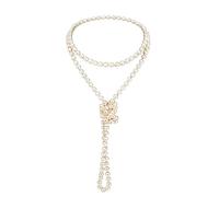 Kawailay Collana in stile anni '20, con perline in finta seta, 1,5 m, colore: bianco