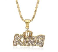 Kawailay Corona King - Collana con ciondolo a forma di corona, con simbolo del king, per uomo e donna, stile oro 2