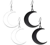Kawailay Orecchini a Forma di Luna Gotica Vintage Con Ciondolo Rock Punk - Mezza Luna, da Donna - Argento Nero