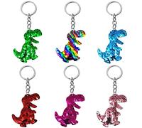 Kawailay Set di 6 portachiavi dinosauro compleanno bambini dinosauro portachiavi dinosauro party set dinosauro dinosauro paillettes portachiavi portachiavi per bambini ragazzi compleanno