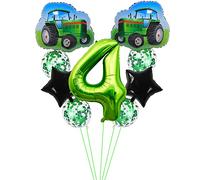 Kawailay Trattore decorazione compleanno 4 anni 4° trattore decorazione compleanno verde numero 4 palloncini trattore trattore palloncino in alluminio palloncino per bambini ragazzi compleanno festa