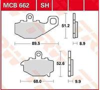 Kawasaki ER-6N 650 2009-2010 TRW Sh Serie Sindered Posteriore Pastiglie Freno