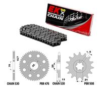 KAWASAKI KH 400 1976-1977 catena corona pignone kit 530 PBR EK2240