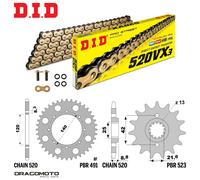 KAWASAKI KLR 500 1988-1988 catena corona pignone kit DID 520VX3 passo 520