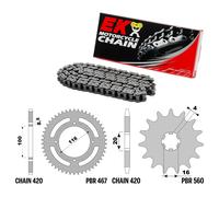 KAWASAKI KX 112 2022-2023 catena corona pignone kit 420 PBR EK1610