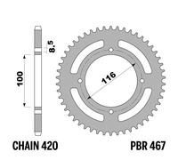 KAWASAKI KX T1-7 (Big Wheel) 80 1991-1997 corona PBR passo 420 54 Denti Ergal