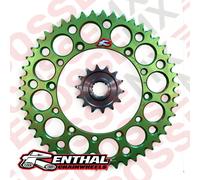 Kawasaki KX450F Renthal Lega Posteriore Acciaio Anteriore Ruote Dentate Verde