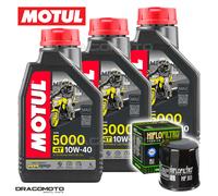 Kawasaki Prairie 400 KVF 1999-2003 Tagliando Olio Motul 5000 4T 10W-40 3 litr...