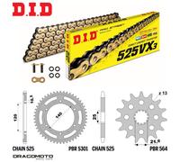 KAWASAKI W - A1/C1 650 2000-2001 catena corona pignone kit DID 525VX3 passo 525