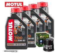 Kawasaki Z 750 2007-2010 Tagliando Olio Motul 7100 20W-50 4T 4 litri filtro