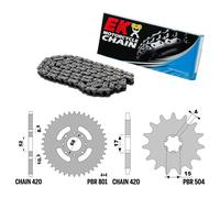KAWASAKI ZX 130 2008-2010 catena corona pignone kit 420 PBR EK2364