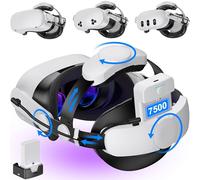 Kawaye Cinghia per la testa comoda con 2 batterie hot-swap da 75000 mAh per Meta Quest 3S/Quest 2/Quest 3, doppia manopola regolabile, cinghia di ricambio per cuffie VR