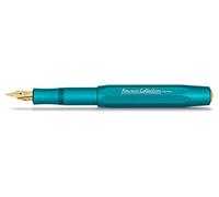 Kaweco COLLECTION - Penna stilografica con pennino in acciaio dorato e punta in iridio per cartucce d'inchiostro, penna da 13 cm, colore blu iguana. Larghezza del tratto: F (fine)