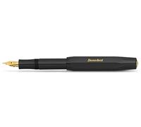Kaweco - Penna stilografica Classic Sport con pennino in acciaio placcato oro 23 carati e punta in iridio per cartucce d'inchiostro, tratto molto largo, colore: nero