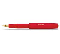 Kaweco - Penna stilografica Classic Sport con pennino in acciaio placcato oro 23 carati e punta in iridio per cartucce d'inchiostro, tratto molto largo, colore: rosso